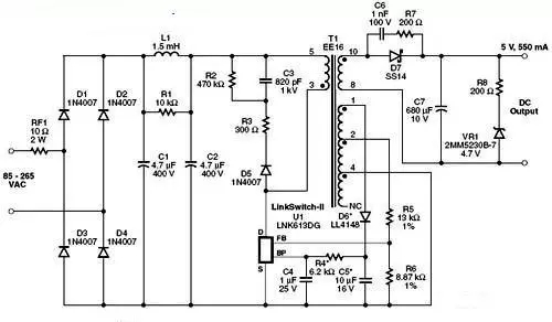 2.75W中功率USB充電器電路圖